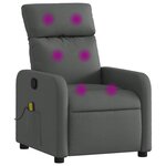 vidaXL Fauteuil inclinable de massage en tissu gris foncé