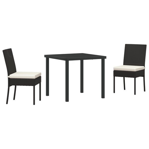 vidaXL Ensemble de salle à manger de jardin 3 pièces Noir Poly Rattan