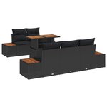vidaXL Ensemble de canapé de jardin 6 Pièces Noir Poly rotin