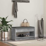 vidaXL Banc d'entrée avec coussin Gris Béton 83 x 38 x 45 cm