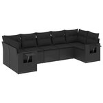vidaXL Salon de jardin 7 Pièces avec coussins noir résine tressée