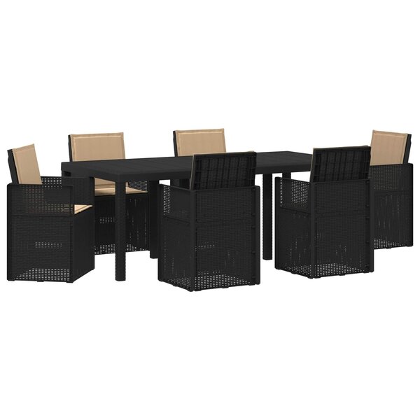 vidaXL Ensemble de salle à manger pour jardin avec coussin 7 Pièces PP