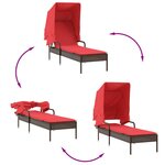 vidaXL Chaise longue avec auvent marron résine tressée