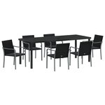 Ensemble de jardin 7 pièces avec coussins en rattan noir