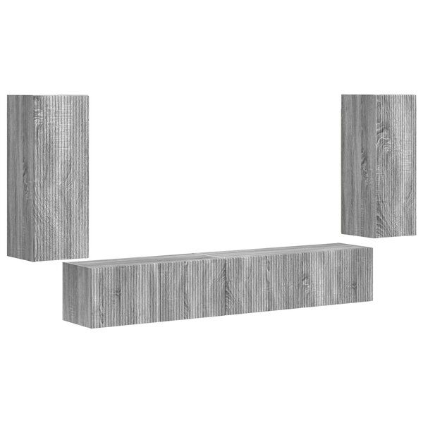 vidaXL Ensemble meuble TV 4 Pièces Gris Sonoma Bois d'ingénierie