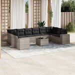 vidaXL Salon de jardin 11 Pièces avec coussins gris clair résine tressée