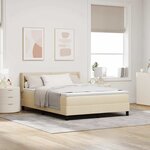 vidaXL Lit à ressorts avec tête de lit Crème 200 x 160 cm tissu
