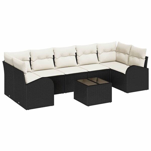 vidaXL Ensemble de canapé de jardin 8 Pièces Noir et Crème polyrotin