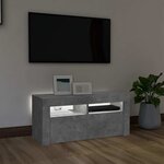 vidaXL Meuble TV avec lumières LED gris béton 90x35x40 cm