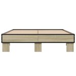 vidaXL Cadre de lit chêne sonoma 120x190 cm bois d'ingénierie et métal