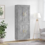 vidaXL Buffet haut Gris béton 69 5x34x180 cm Bois d'ingénierie