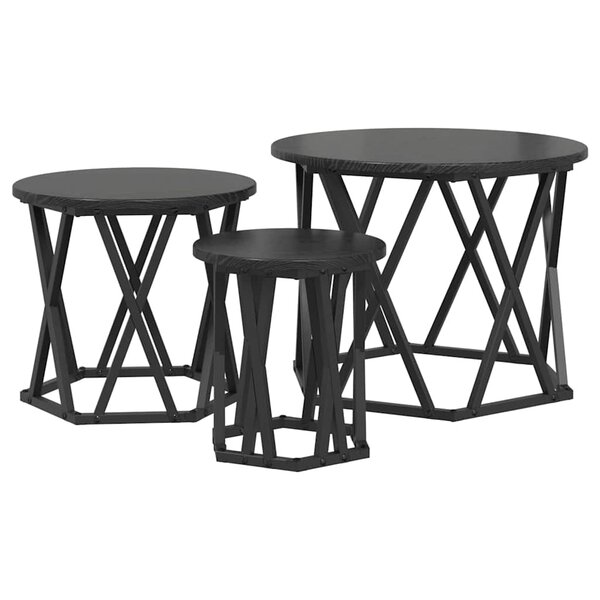 vidaXL Table d'appoint empilable 3 Pièces Chêne noir 53 x 53 x 40 cm