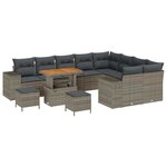 vidaXL Ensemble de canapé de jardin 12 Pièces Gris polyrotin