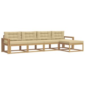 vidaXL Ensemble de canapés d'extérieur 4 pc Blanc et Beige Polyester