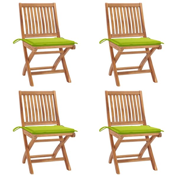 vidaXL Chaises pliables de jardin avec coussins lot de 4 Teck solide
