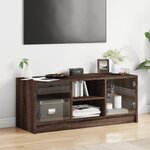 vidaXL Meuble TV avec portes en verre chêne marron 102x37x42 cm