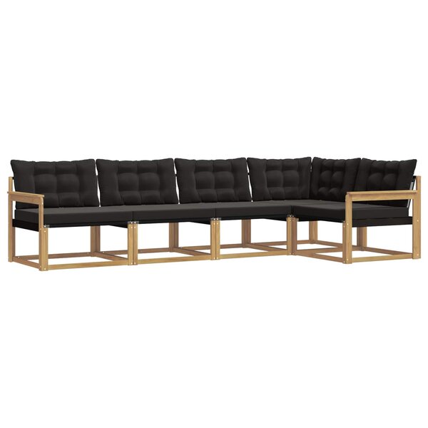 vidaXL Ensemble de canapés d'extérieur 5 pc Blanc et noir