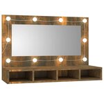 vidaXL Armoire à miroir avec LED Chêne fumé 90x31 5x62 cm