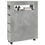 vidaXL Meuble étroit de salle de bain à roulettes gris béton