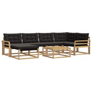 vidaXL Ensemble de canapés d'extérieur 7 pc Blanc et noir