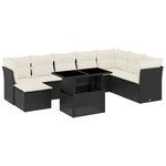 vidaXL Salon de jardin 9 Pièces avec coussins noir résine tressée