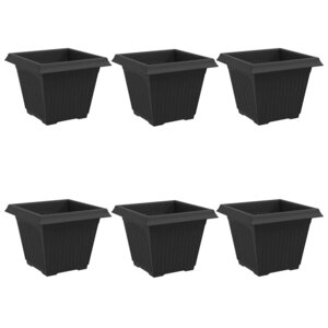 vidaXL Pot de Fleurs Carré 6 pc Noir 38 x 38 x 30 cm Plastique