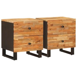 vidaXL Cabinet de chevet avec tiroir 2 Pièces Marron 40 x 33 x 46 cm
