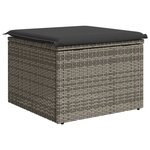 vidaXL Tabouret de jardin avec coussin gris 55x55x37 cm résine tressée