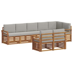 vidaXL Ensemble de canapés d'extérieur 8 pc Gris Naturel et Clair