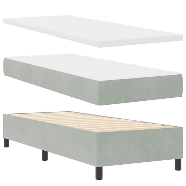 vidaXL Lit à ressorts avec matelas Gris clair 80 x 200 cm Velours