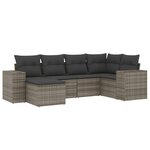 vidaXL Salon de jardin 6 Pièces avec coussins gris résine tressée
