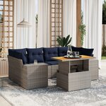 vidaXL Salon de jardin 7 Pièces avec coussins gris résine tressée
