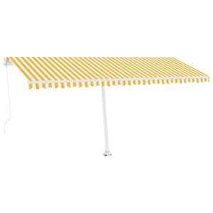 vidaXL Auvent manuel rétractable avec LED 500x350 cm Jaune et blanc