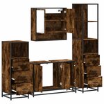 vidaXL Ensemble meubles salle de bain 4 Pièces chêne fumé bois ingénierie