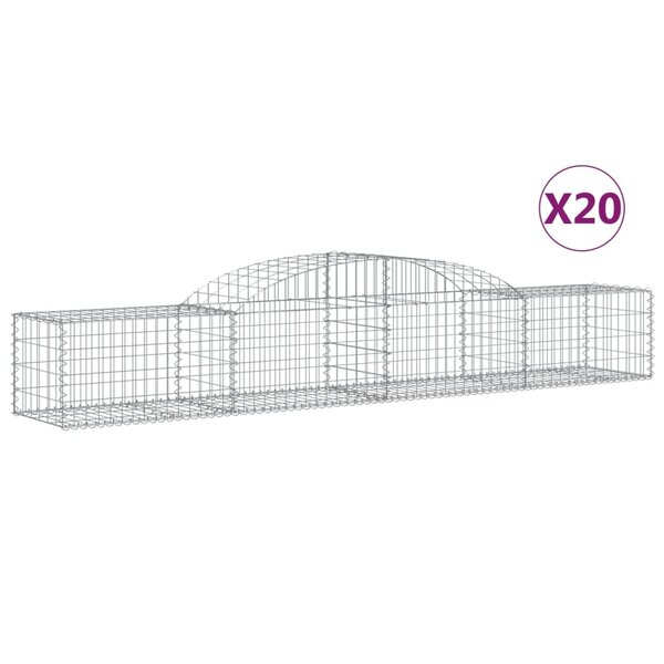 vidaXL Paniers à gabions arqués 20 Pièces 300x50x40/60 cm fer galvanisé