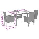 vidaXL Ensemble à manger de jardin avec coussins 5 Pièces rotin et verre