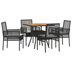 vidaXL Ensemble de salle à manger pour jardin 5 Pièces Noir Poly rotin