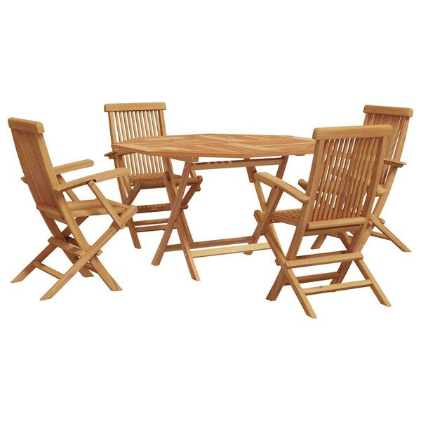 vidaXL Ensemble de salle à manger pour jardin 5 Pièces Marron Teck massif