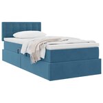 vidaXL Lit de Rangement avec matelas Bleu foncé 90 x 190 cm Velours