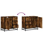 vidaXL Armoire de lavabo de salle de bain chêne fumé 65x33x60 cm