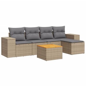 vidaXL Salon de jardin avec coussins 6 Pièces beige résine tressée
