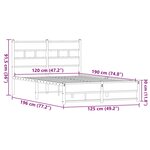 vidaXL Cadre de lit en métal sans matelas chêne marron 120x190 cm