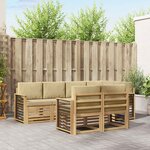 vidaXL Ensemble de canapés d'extérieur 7 pc Blanc et Beige Polyester