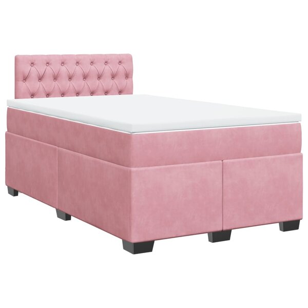 vidaXL Sommier à lattes de lit avec matelas rose 120x190 cm velours