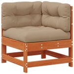vidaXL Canapé d'angle de jardin Bois de pin massif Brun cire