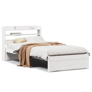 vidaXL Cadre de lit avec tête de lit sans matelas blanc 90x200 cm