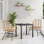 vidaXL Ensemble salle à manger de jardin 3 pièces brun poly rotin