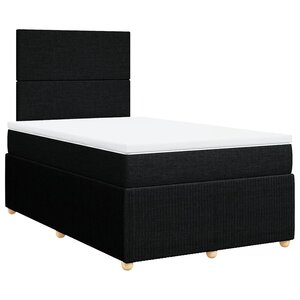 vidaXL Sommier à lattes de lit avec matelas Noir 120x200 cm Tissu