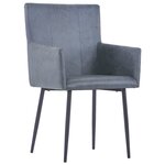 vidaXL Chaises à manger et accoudoirs lot de 2 gris similicuir daim
