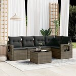 vidaXL Salon de jardin 6 Pièces avec coussins gris résine tressée